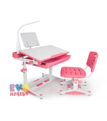 Детская парта и стульчик Mealux EVO-04 New pink с лампой
